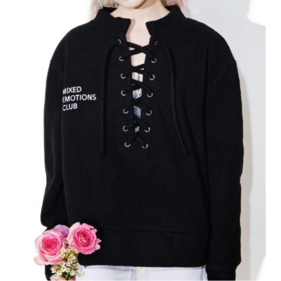 Daydream Nation Dolls Kill Mixed Emotions Fuzzy Oversized White Sweatshirt.NWT!M - Picture 2 of 12